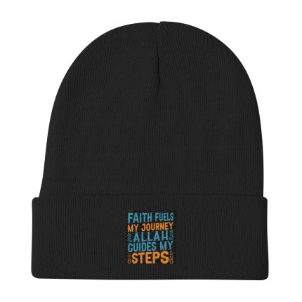 Faith Fuels My Journey Allah Guides My Steps Embroidered Beanie